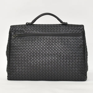 BOTTEGAVENETA ボッテガヴェネタ イントレチャート ビジネスバッグ ブリーフケース 113095 B03055888T ブラック フラップ 美品 中古 4a001606