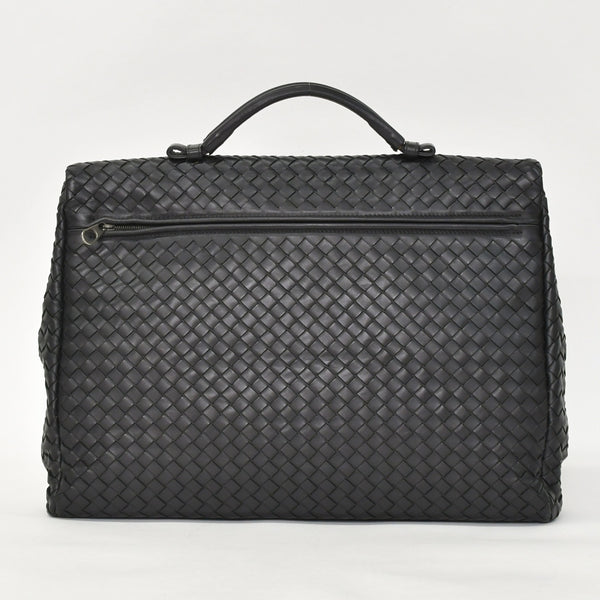BOTTEGAVENETA ボッテガヴェネタ イントレチャート ビジネスバッグ ブリーフケース 113095 B03055888T ブラック フラップ 美品 中古 4a001606