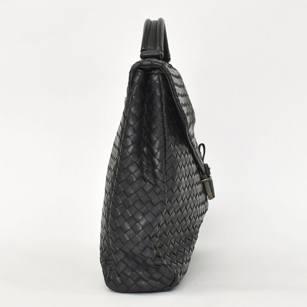 BOTTEGAVENETA ボッテガヴェネタ イントレチャート ビジネスバッグ ブリーフケース 113095 B03055888T ブラック フラップ 美品 中古 4a001606