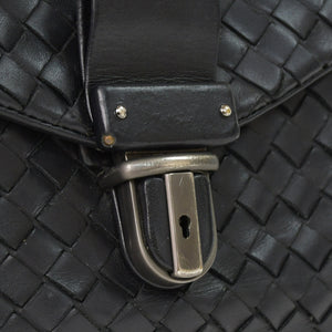 BOTTEGAVENETA ボッテガヴェネタ イントレチャート ビジネスバッグ ブリーフケース 113095 B03055888T ブラック フラップ 美品 中古 4a001606