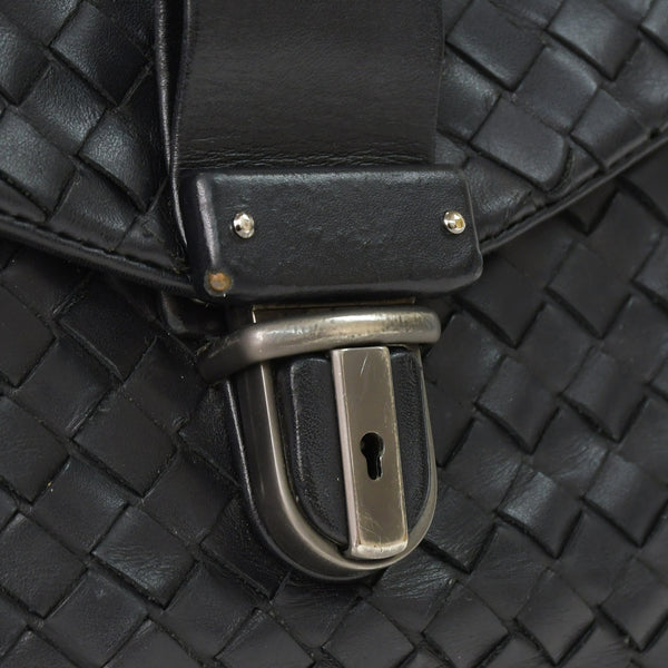 BOTTEGAVENETA ボッテガヴェネタ イントレチャート ビジネスバッグ ブリーフケース 113095 B03055888T ブラック フラップ 美品 中古 4a001606