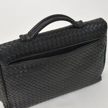 画像をギャラリービューアに読み込む, BOTTEGAVENETA ボッテガヴェネタ イントレチャート ビジネスバッグ ブリーフケース 113095 B03055888T ブラック フラップ 美品 中古 4a001606