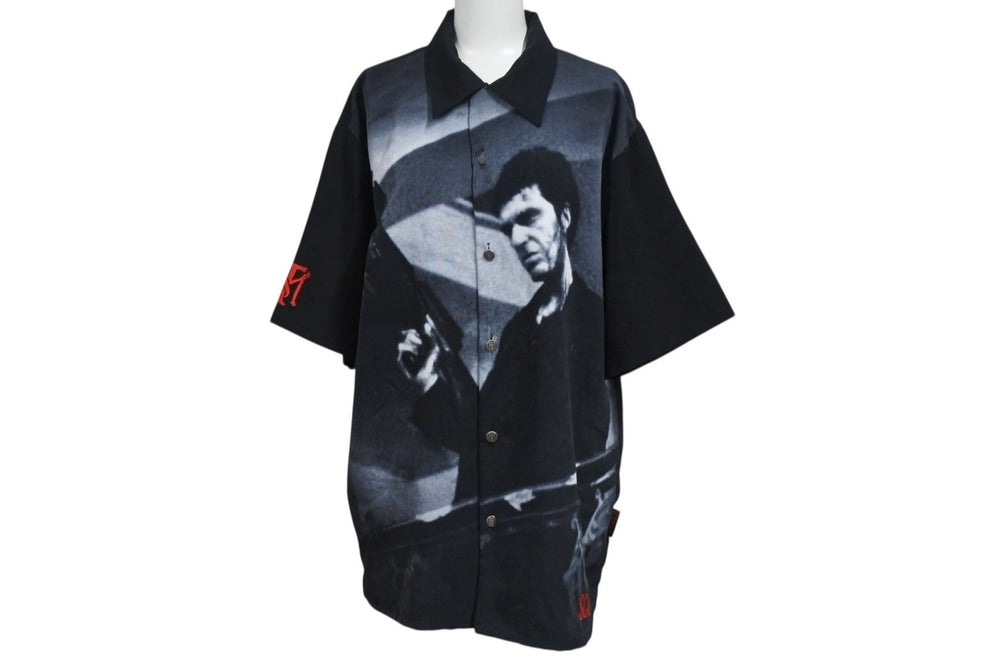 SCARFACE Double-sided print open collar shirt Al Pacino Tony Montana Black White Size M Good Condition Used 4b001606