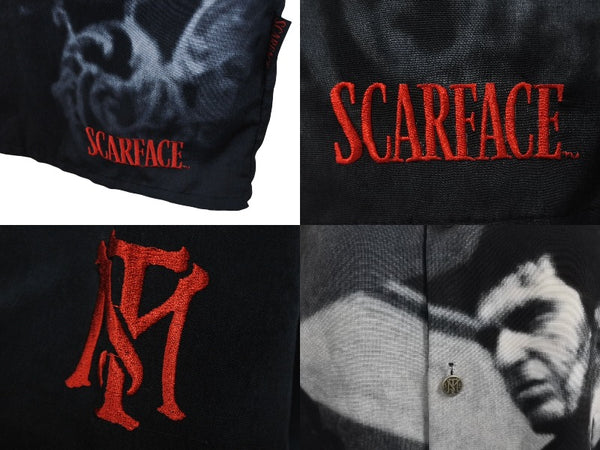 SCARFACE Double-sided print open collar shirt Al Pacino Tony Montana Black White Size M Good Condition Used 4b001606