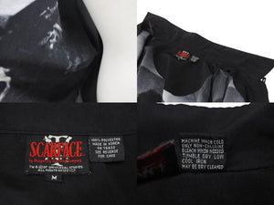 SCARFACE Double-sided print open collar shirt Al Pacino Tony Montana Black White Size M Good Condition Used 4b001606