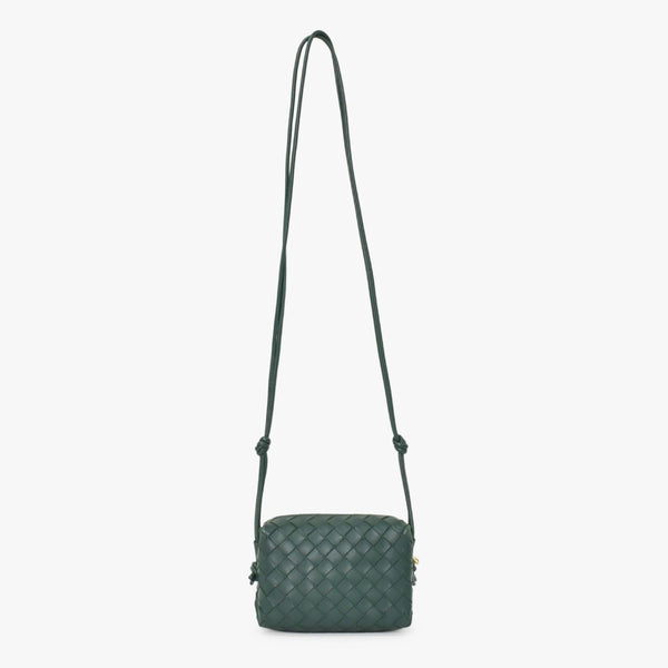 BOTTEGAVENETA ボッテガヴェネタ MINI LOOP ミニ ループ カメラバッグ ショルダーバッグ 723547 イントレチャート グリーン 美品 中古 4a001615