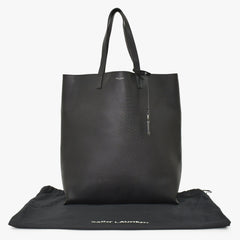 Very Good Condition SAINT LAURENT Saint Laurent Punching Logo Tote Bag Leather Black Black Leather Cut Good Condition Used 4a001616