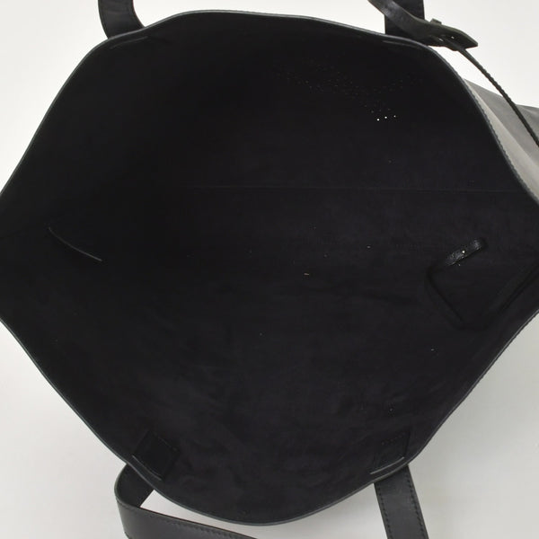 Very Good Condition SAINT LAURENT Saint Laurent Punching Logo Tote Bag Leather Black Black Leather Cut Good Condition Used 4a001616