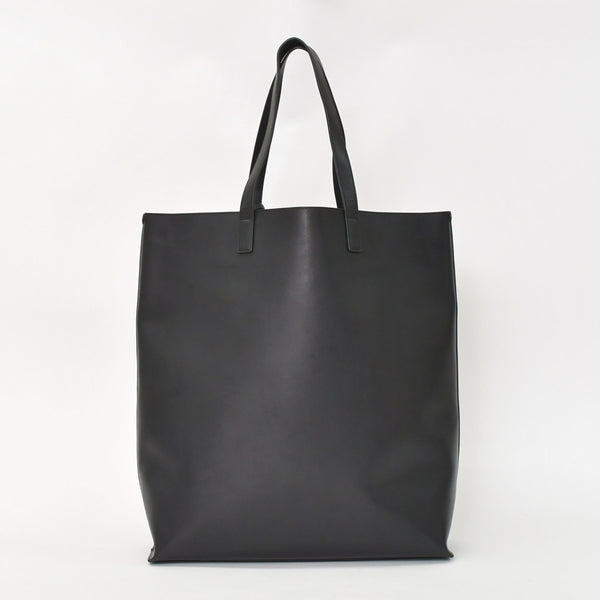 Very Good Condition SAINT LAURENT Saint Laurent Punching Logo Tote Bag Leather Black Black Leather Cut Good Condition Used 4a001616
