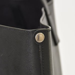 Very Good Condition SAINT LAURENT Saint Laurent Punching Logo Tote Bag Leather Black Black Leather Cut Good Condition Used 4a001616