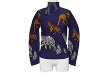 画像をギャラリービューアに読み込む, 極美品 me ISSEY MIYAKE ミー イッセイミヤケ 長袖トップス MI83FJ611 フリーサイズ プリーツ ハイネック パープル アニマル柄 中古 4b001617