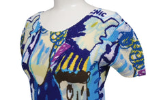 画像をギャラリービューアに読み込む, 極美品 me ISSEY MIYAKE ミー イッセイミヤケ 丸首半袖トップス MI31FK566 フリーサイズ プリーツ ブルー マルチカラー 中古 4b001618