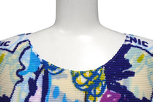 画像をギャラリービューアに読み込む, 極美品 me ISSEY MIYAKE ミー イッセイミヤケ 丸首半袖トップス MI31FK566 フリーサイズ プリーツ ブルー マルチカラー 中古 4b001618