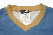 画像をギャラリービューアに読み込む, DOLCE&amp;GABBANA ドルチェアンドガッバーナ Vネック半袖Tシャツ サイズ36 GOLDEN SAFARI マルチプリント ブルー 美品 中古 4b001622