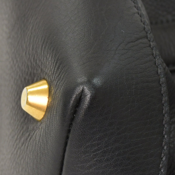 極美品 MIU MIU ミュウミュウ ブラック レザー ハンドバッグ VITRLLO LUX 2WAY ゴールド金具 中古 4a001642