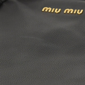 極美品 MIU MIU ミュウミュウ ブラック レザー ハンドバッグ VITRLLO LUX 2WAY ゴールド金具 中古 4a001642