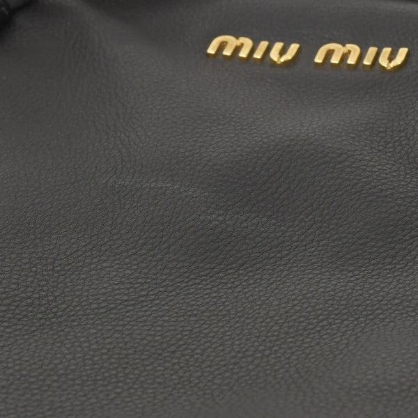極美品 MIU MIU ミュウミュウ ブラック レザー ハンドバッグ VITRLLO LUX 2WAY ゴールド金具 中古 4a001642