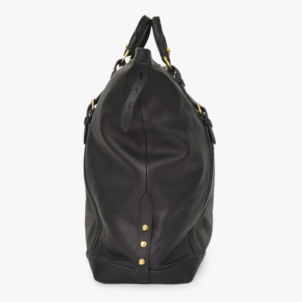 極美品 MIU MIU ミュウミュウ ブラック レザー ハンドバッグ VITRLLO LUX 2WAY ゴールド金具 中古 4a001642