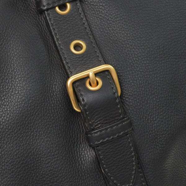 極美品 MIU MIU ミュウミュウ ブラック レザー ハンドバッグ VITRLLO LUX 2WAY ゴールド金具 中古 4a001642
