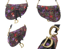 画像をギャラリービューアに読み込む, 極美品 Christian Dior クリスチャンディオール サドルバッグ ワンショルダーバッグ 02-MA-0198 ボタニカル柄 花柄 刺繍 ブラック 中古 4b001649