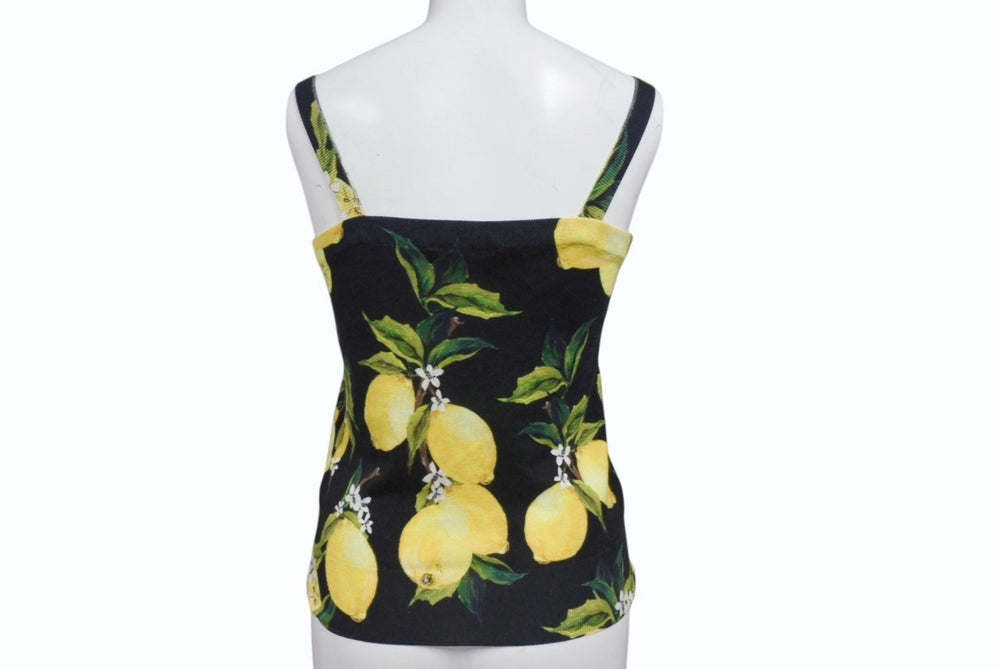 Extremely beautiful item DOLCE&GABBANA Dolce &amp; Gabbana camisole FN907K, size 36, cashmere and silk, botanical lemon print, pre-owned. (Item number: 4b001658)