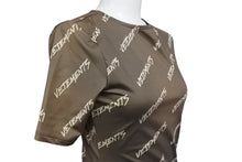 画像をギャラリービューアに読み込む, VETEMENTS ヴェトモン ワンピース ロゴ トップス イタリア製 ポリアミド エラスタン ブラウン サイズS 美品 中古 4b001660