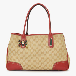 GUCCI Gucci One Shoulder Handbag 163805 2123 GG Canvas Sherry Line Leather Beige Red Good Condition Used 4a001687
