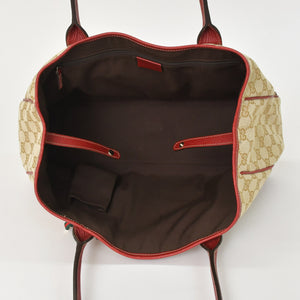 GUCCI Gucci One Shoulder Handbag 163805 2123 GG Canvas Sherry Line Leather Beige Red Good Condition Used 4a001687