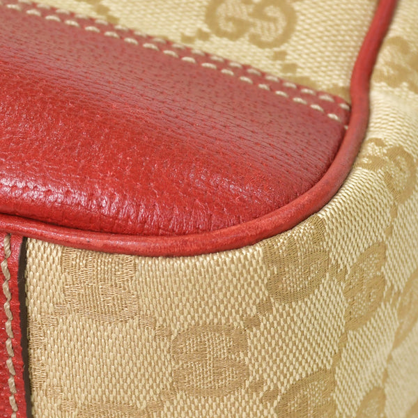 GUCCI Gucci One Shoulder Handbag 163805 2123 GG Canvas Sherry Line Leather Beige Red Good Condition Used 4a001687