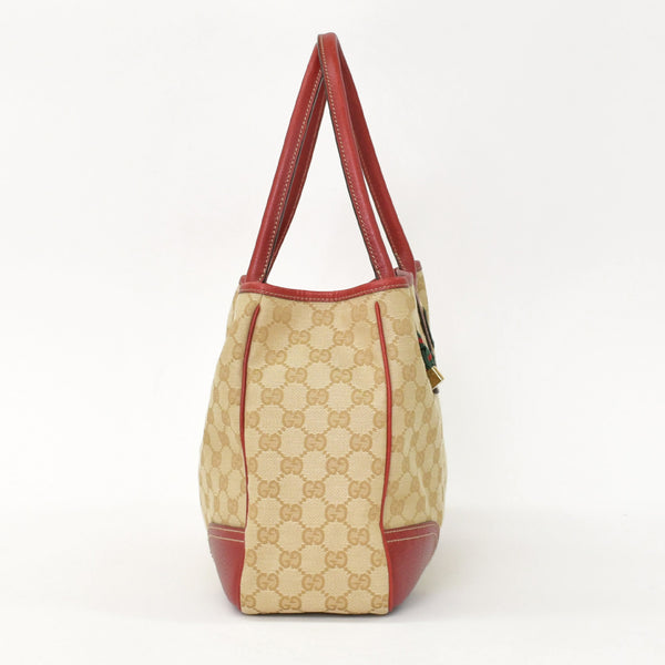 GUCCI Gucci One Shoulder Handbag 163805 2123 GG Canvas Sherry Line Leather Beige Red Good Condition Used 4a001687