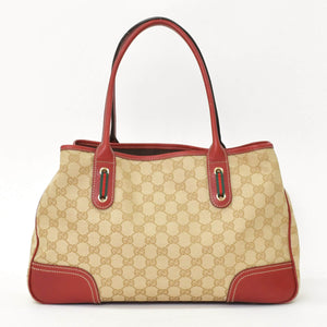 GUCCI Gucci One Shoulder Handbag 163805 2123 GG Canvas Sherry Line Leather Beige Red Good Condition Used 4a001687