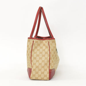 GUCCI Gucci One Shoulder Handbag 163805 2123 GG Canvas Sherry Line Leather Beige Red Good Condition Used 4a001687
