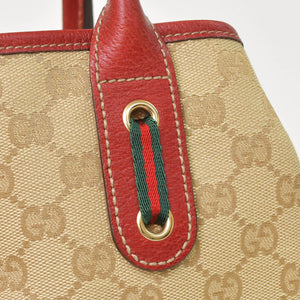 GUCCI Gucci One Shoulder Handbag 163805 2123 GG Canvas Sherry Line Leather Beige Red Good Condition Used 4a001687