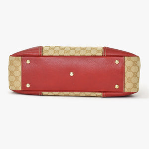GUCCI Gucci One Shoulder Handbag 163805 2123 GG Canvas Sherry Line Leather Beige Red Good Condition Used 4a001687