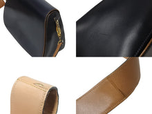 画像をギャラリービューアに読み込む, PRADA プラダ ショルダーバッグ 斜め掛けバッグ ロゴ イタリア製 レザー ブラック ブラウン ゴールド金具 美品 中古 4b001706