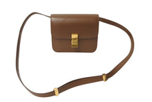 画像をギャラリービューアに読み込む, CELINE セリーヌ クラシックボックス ショルダーバッグ カーフスキン ブラウン イタリア製 ゴールド金具 美品 中古 4b001708