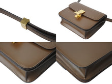 画像をギャラリービューアに読み込む, CELINE セリーヌ クラシックボックス ショルダーバッグ カーフスキン ブラウン イタリア製 ゴールド金具 美品 中古 4b001708
