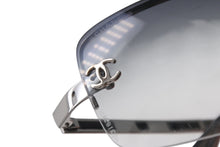 画像をギャラリービューアに読み込む, CHANEL シャネル ココマーク ハーフリム サングラス メガネ グラデーション ブラック グレー シルバー サイズ65◻︎15 美品 中古 4b001717