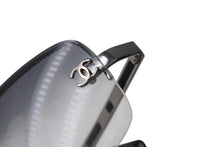 画像をギャラリービューアに読み込む, CHANEL シャネル ココマーク ハーフリム サングラス メガネ グラデーション ブラック グレー シルバー サイズ65◻︎15 美品 中古 4b001717