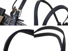 画像をギャラリービューアに読み込む, FENDI フェンディ マンマバケット トートバッグ ハンドバッグ ズッキーノ ネイビー コットンキャンバス シルバー金具 中古 4b001755