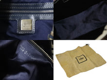 画像をギャラリービューアに読み込む, FENDI フェンディ マンマバケット トートバッグ ハンドバッグ ズッキーノ ネイビー コットンキャンバス シルバー金具 中古 4b001755