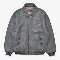 RocaweaR Vintage Leather Jacket Gray XXL Size Genuine Leather Stadium Jacket Good Used 4a001768