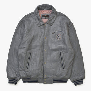 RocaweaR Vintage Leather Jacket Gray XXL Size Genuine Leather Stadium Jacket Good Used 4a001768