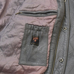 RocaweaR Vintage Leather Jacket Gray XXL Size Genuine Leather Stadium Jacket Good Used 4a001768