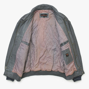 RocaweaR Vintage Leather Jacket Gray XXL Size Genuine Leather Stadium Jacket Good Used 4a001768