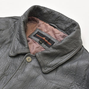 RocaweaR Vintage Leather Jacket Gray XXL Size Genuine Leather Stadium Jacket Good Used 4a001768