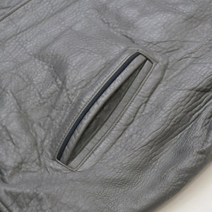 RocaweaR Vintage Leather Jacket Gray XXL Size Genuine Leather Stadium Jacket Good Used 4a001768