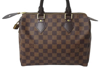 Load image into Gallery viewer, 極美品 LOUIS VUITTON ルイヴィトン ダミエ エベヌ スピーディバンドリエール25 ハンドバッグ ブラウン N41368 中古 4b001771