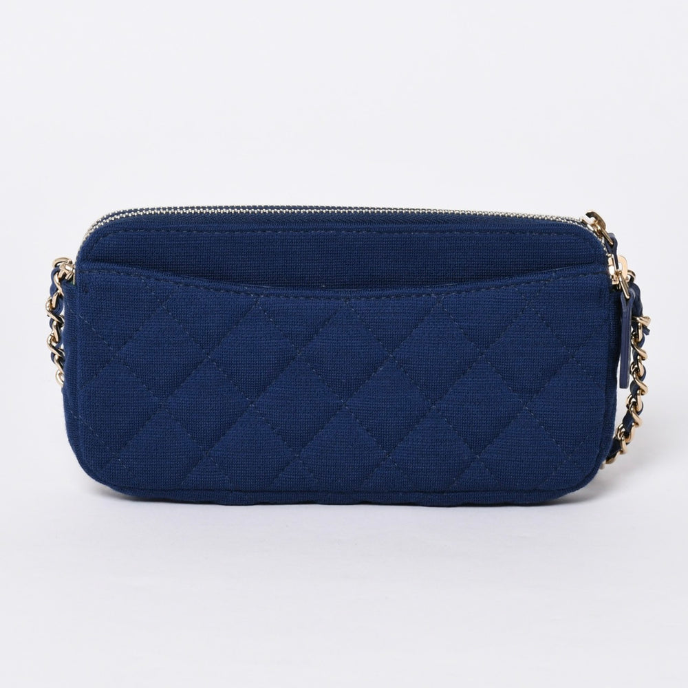 新品同様品 CHANEL シャネル チェーンウォレット 28番台 マトラッセ ココマーク ネイビーブルー ゴールド金具 中古 4a001627