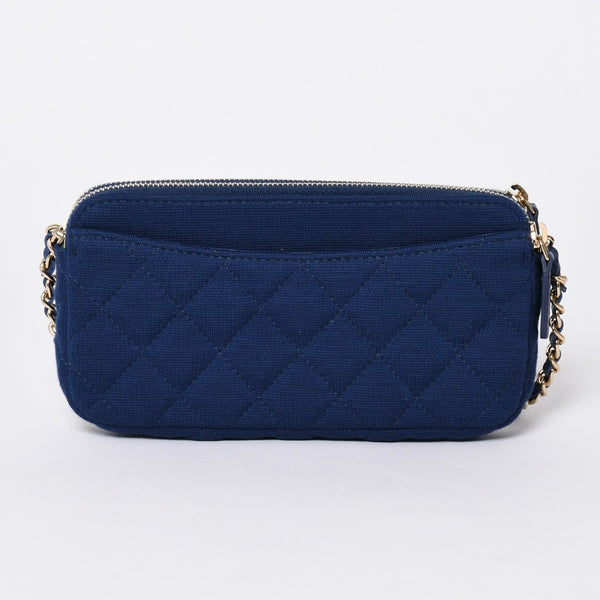 Like new item CHANEL Chanel chain wallet 28 series Matelasse Coco mark navy blue gold hardware used 4a001627